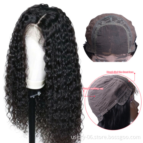 Fast Shipping 180% Density Virgin Brazilian 4x4 Lace Closure Human Hair Wig Straight Curly Wigs with Closure for Black Women